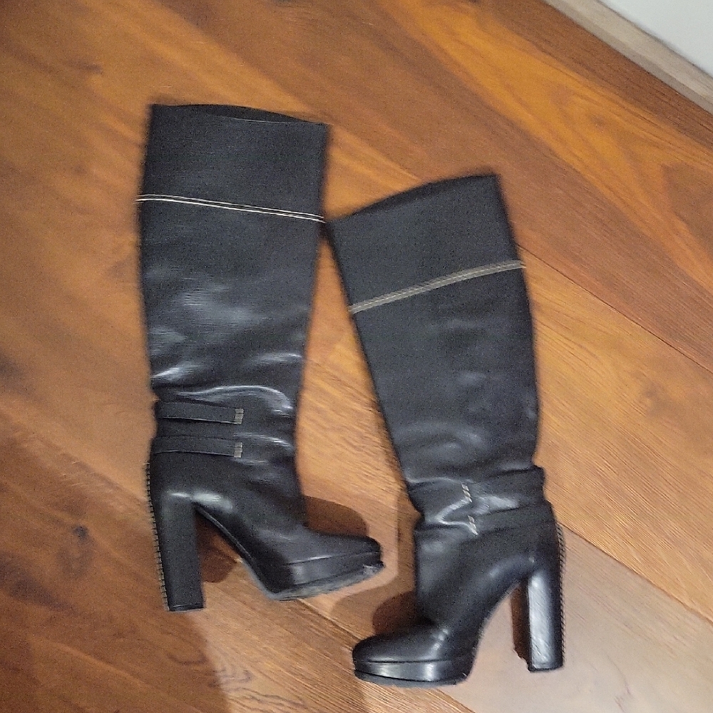 Ralph Lauren Black Knee High Heeles Boots